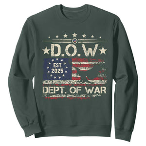 Dept Of War Est 2025 Sweatshirt DOW Military Patriotic American Flag TS11 Dark Forest Green Print Your Wear