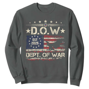 Dept Of War Est 2025 Sweatshirt DOW Military Patriotic American Flag TS11 Dark Heather Print Your Wear
