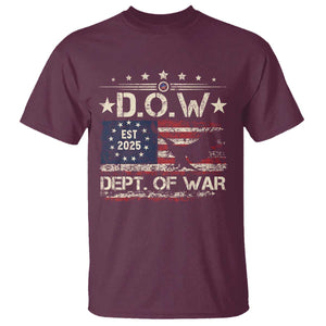 Dept Of War Est 2025 T Shirt DOW Military Patriotic American Flag TS11 Maroon Print Your Wear