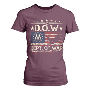 Dept Of War Est 2025 T Shirt For Women DOW Military Patriotic American Flag TS11 Maroon Print Your Wear