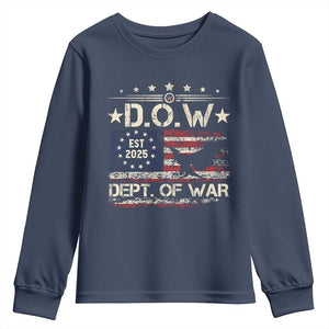 Dept Of War Est 2025 Youth Sweatshirt DOW Military Patriotic American Flag TS11 Navy Print Your Wear