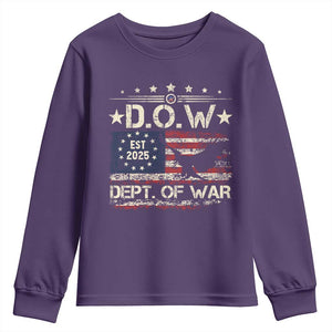 Dept Of War Est 2025 Youth Sweatshirt DOW Military Patriotic American Flag TS11 Purple Print Your Wear