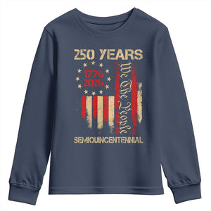 250 Years Semiquincentennial Youth Sweatshirt 250th America Anniversary Independence Day TS11 Navy Print Your Wear
