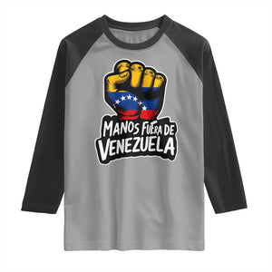 Manos Fuera De Venezuela Raglan Shirt Venezuelan Flag TS11 Sport Gray Black Print Your Wear