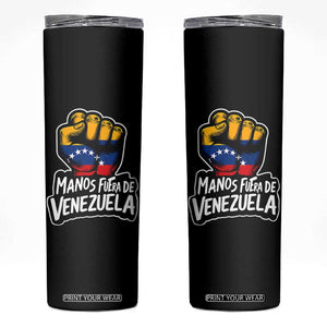 Manos Fuera De Venezuela Skinny Tumbler Venezuelan Flag TS11 Black Print Your Wear
