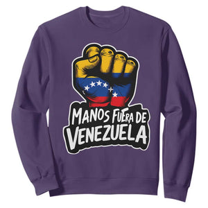 Manos Fuera De Venezuela Sweatshirt Venezuelan Flag TS11 Purple Print Your Wear