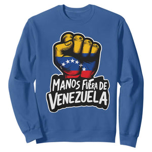 Manos Fuera De Venezuela Sweatshirt Venezuelan Flag TS11 Royal Blue Print Your Wear