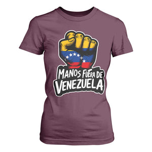 Manos Fuera De Venezuela T Shirt For Women Venezuelan Flag TS11 Maroon Print Your Wear