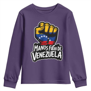 Manos Fuera De Venezuela Youth Sweatshirt Venezuelan Flag TS11 Purple Print Your Wear