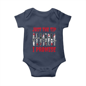 Funny Halloween Just The Tip I Promise Baby Onesie Horror Movie Knives TS11 Navy Print Your Wear