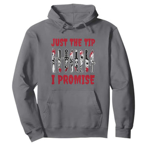 Funny Halloween Just The Tip I Promise Hoodie Horror Movie Knives TS11 Charcoal Print Your Wear