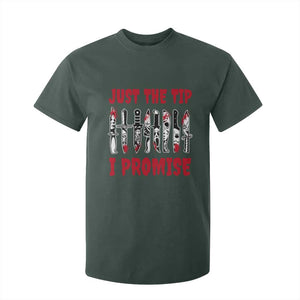 Funny Halloween Just The Tip I Promise T Shirt For Kid Horror Movie Knives TS11 Dark Forest Green Print Your Wear