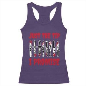 Funny Halloween Just The Tip I Promise Racerback Tank Top Horror Movie Knives TS11 Purple Print Your Wear