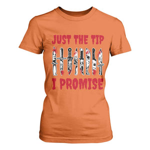 Funny Halloween Just The Tip I Promise T Shirt For Women Horror Movie Knives TS11 Orange Print Your Wear