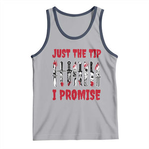 Funny Halloween Just The Tip I Promise Tank Top Horror Movie Knives TS11 Athletic Heather Navy Print Your Wear