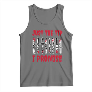 Funny Halloween Just The Tip I Promise Tank Top Horror Movie Knives TS11 Black Heather Print Your Wear