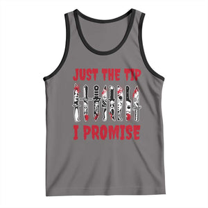 Funny Halloween Just The Tip I Promise Tank Top Horror Movie Knives TS11 Deep Heather Black Print Your Wear