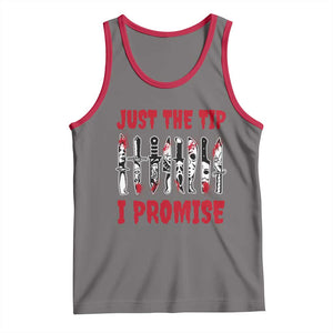 Funny Halloween Just The Tip I Promise Tank Top Horror Movie Knives TS11 Deep Heather Red Print Your Wear