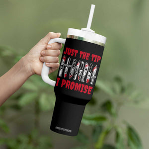 Funny Halloween Just The Tip I Promise Tumbler With Handle Horror Movie Knives TS11 Print Your Wear