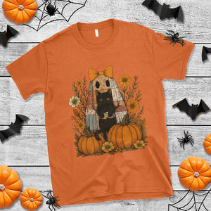 Halloween Vintage Patchwork Ghost Holding Black Cat Groovy Floral T Shirt TS11 Orange Print Your Wear