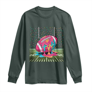 American Football Sprinkles Ice Cream Drip Field Goal Long Sleeve Shirt TS11 Dark Forest Green Print Your Wear