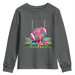 American Football Sprinkles Ice Cream Drip Field Goal Youth Sweatshirt TS11 Dark Heather Print Your Wear