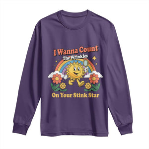 Funny I Wanna Count The Wrinkles On Your Stink Star Long Sleeve Shirt Adult Humor TS11 Purple Print Your Wear