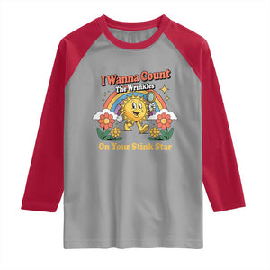 Funny I Wanna Count The Wrinkles On Your Stink Star Raglan Shirt Adult Humor TS11 Sport Gray Red Print Your Wear