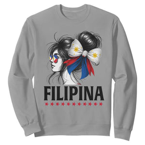 Filipina Girl Philippines Flag Proud Pinay Sweatshirt TS11 Sport Gray Print Your Wear