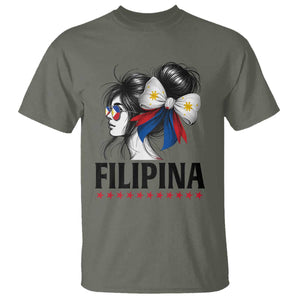 Filipina Girl Philippines Flag Proud Pinay T Shirt TS11 Military Green Print Your Wear