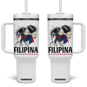 Filipina Girl Philippines Flag Proud Pinay Tumbler With Handle TS11 One Size: 40 oz White Print Your Wear