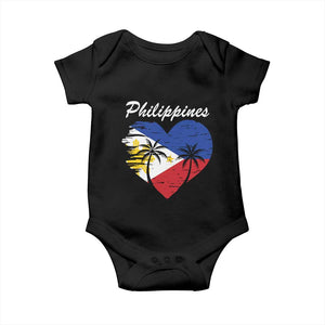 Filipino Pride Baby Onesie Pinoy Vintage Philippines Flag Heart TS11 Black Print Your Wear