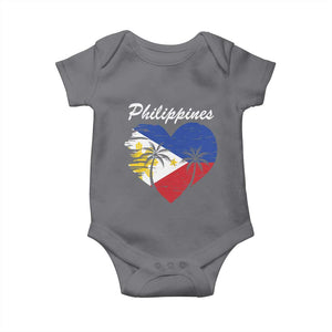 Filipino Pride Baby Onesie Pinoy Vintage Philippines Flag Heart TS11 Charcoal Print Your Wear