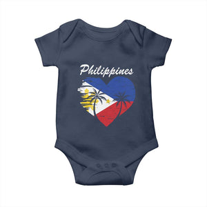 Filipino Pride Baby Onesie Pinoy Vintage Philippines Flag Heart TS11 Navy Print Your Wear