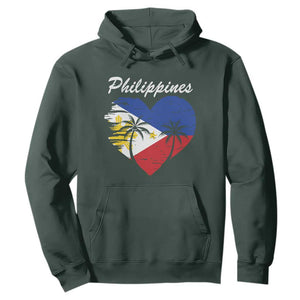 Filipino Pride Hoodie Pinoy Vintage Philippines Flag Heart TS11 Dark Forest Green Print Your Wear
