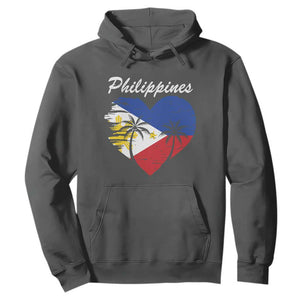 Filipino Pride Hoodie Pinoy Vintage Philippines Flag Heart TS11 Dark Heather Print Your Wear