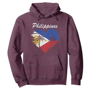 Filipino Pride Hoodie Pinoy Vintage Philippines Flag Heart TS11 Maroon Print Your Wear