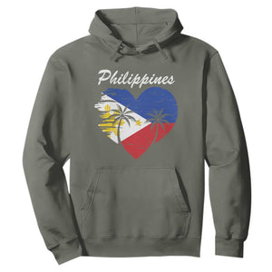 Filipino Pride Hoodie Pinoy Vintage Philippines Flag Heart TS11 Military Green Print Your Wear