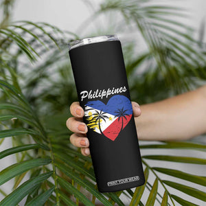 Filipino Pride Skinny Tumbler Pinoy Vintage Philippines Flag Heart TS11 Print Your Wear