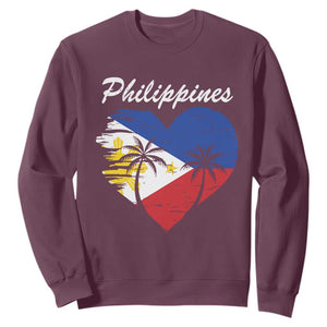 Filipino Pride Sweatshirt Pinoy Vintage Philippines Flag Heart TS11 Maroon Print Your Wear