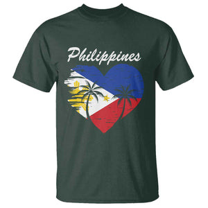 Filipino Pride T Shirt Pinoy Vintage Philippines Flag Heart TS11 Dark Forest Green Print Your Wear