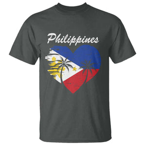 Filipino Pride T Shirt Pinoy Vintage Philippines Flag Heart TS11 Dark Heather Print Your Wear