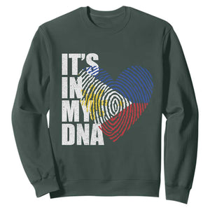 Filipino Pride Sweatshirt Its In My DNA Patriotic Philippines Flag TS11 Dark Forest Green Print Your Wear