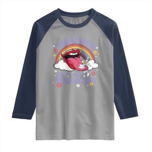 Mouths Dont Get Pregnant Raglan Shirt Funny Dirty Adult Humor TS11 Sport Gray Navy Print Your Wear