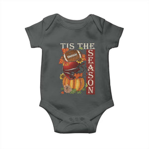 Thanksgiving Tis The Season Baby Onesie American Football Pumpkin Fall Season TS11 Dark Heather Print Your Wear