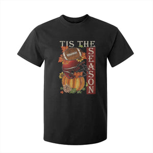 Thanksgiving Tis The Season T Shirt For Kid American Football Pumpkin Fall Season TS11 Black Print Your Wear
