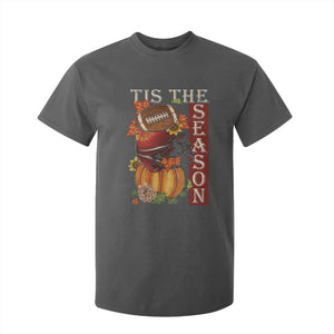 Thanksgiving Tis The Season T Shirt For Kid American Football Pumpkin Fall Season TS11 Dark Heather Print Your Wear