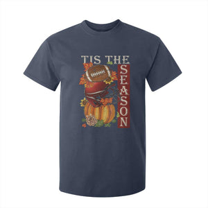 Thanksgiving Tis The Season T Shirt For Kid American Football Pumpkin Fall Season TS11 Navy Print Your Wear