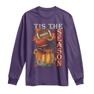 Thanksgiving Tis The Season Long Sleeve Shirt American Football Pumpkin Fall Season TS11 Purple Print Your Wear