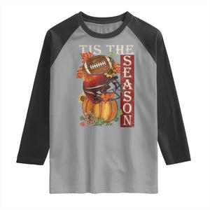 Thanksgiving Tis The Season Raglan Shirt American Football Pumpkin Fall Season TS11 Sport Gray Black Print Your Wear